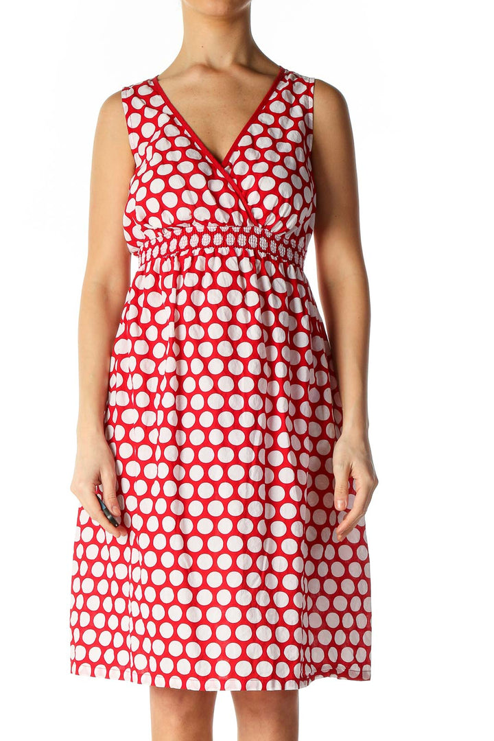 Red Polka Dot Casual A-Line Dress