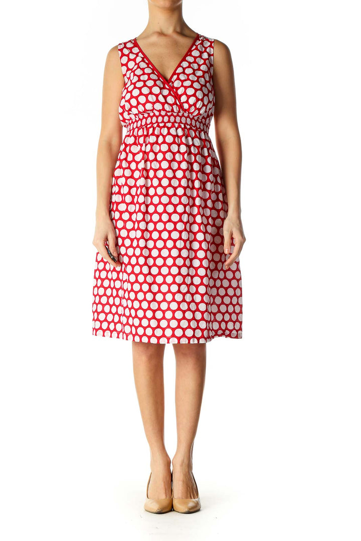 Red Polka Dot Casual A-Line Dress