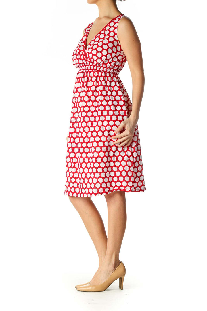 Red Polka Dot Casual A-Line Dress