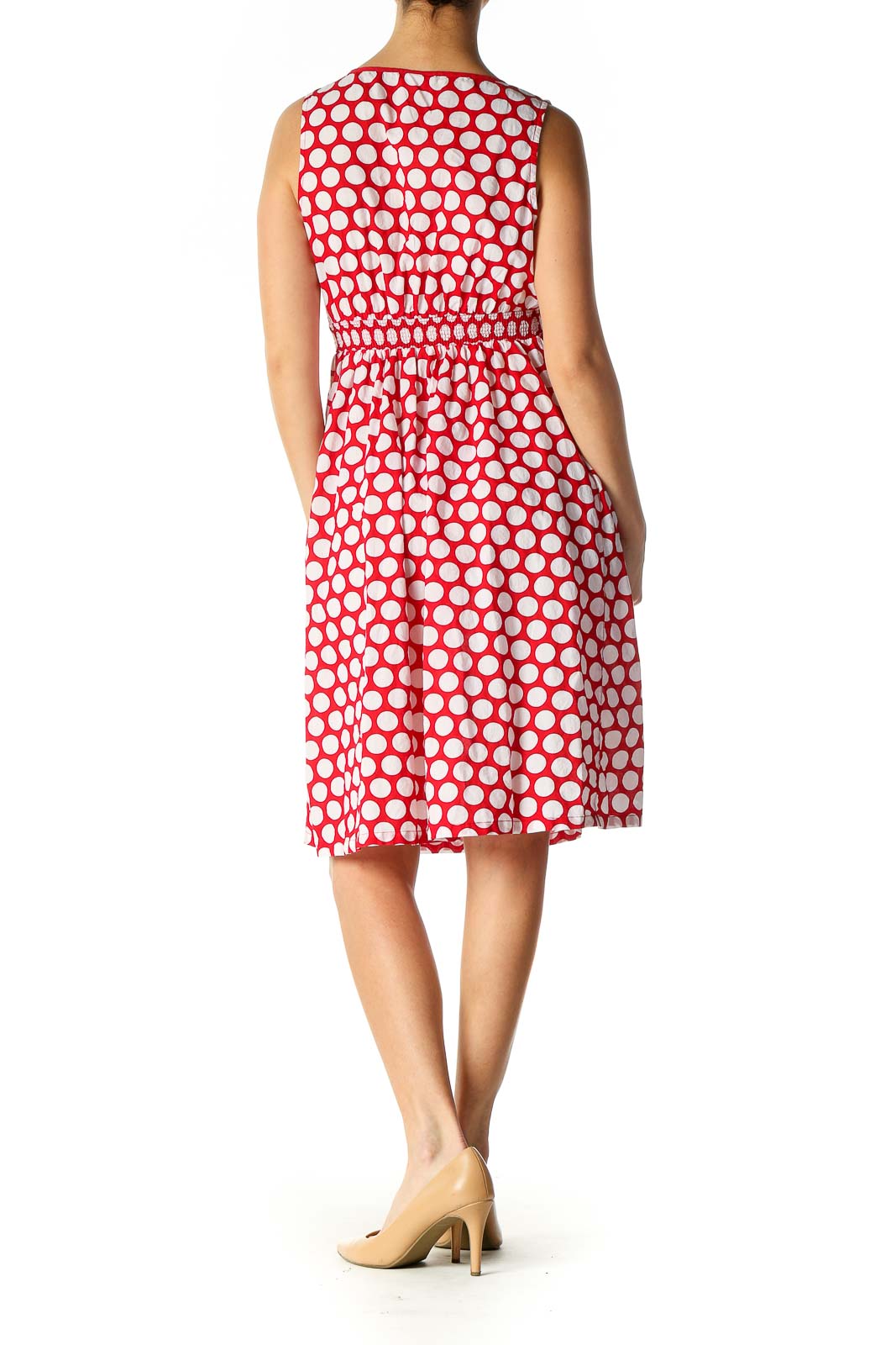 Red Polka Dot Casual A-Line Dress