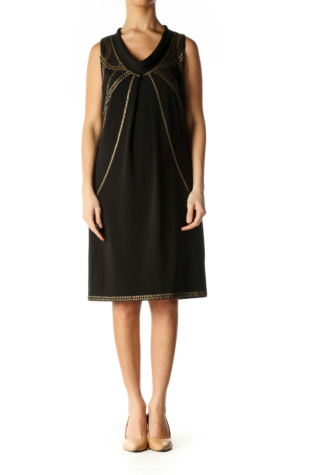 Black Solid A-Line Dress