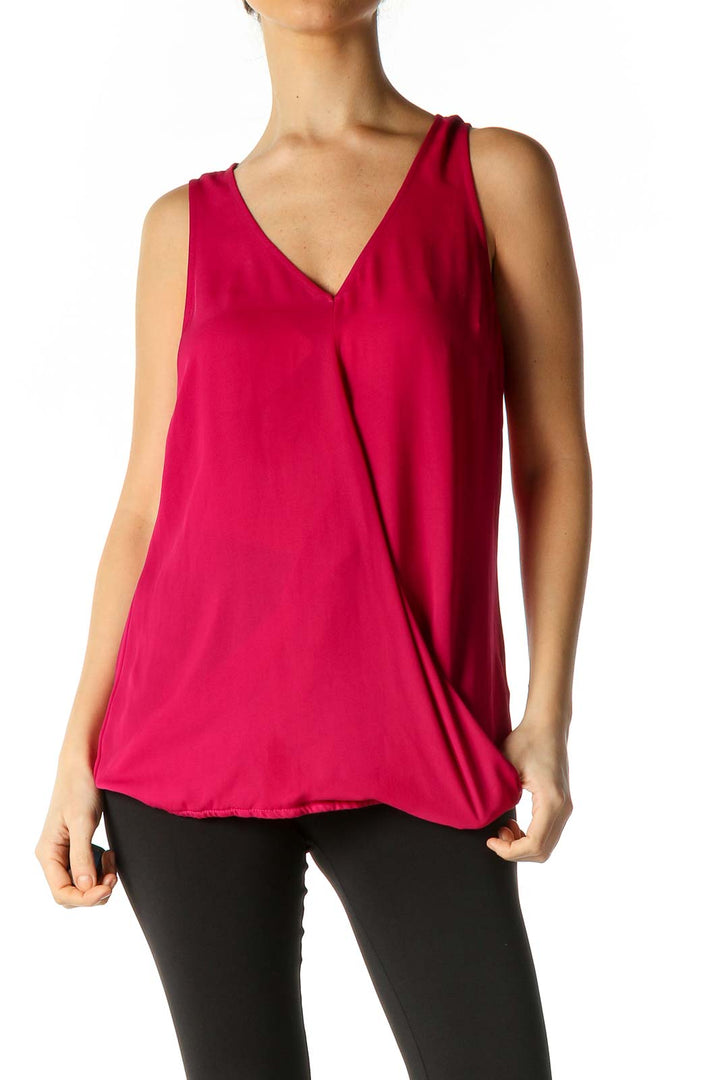 Pink Solid Casual Sleeveless Blouse