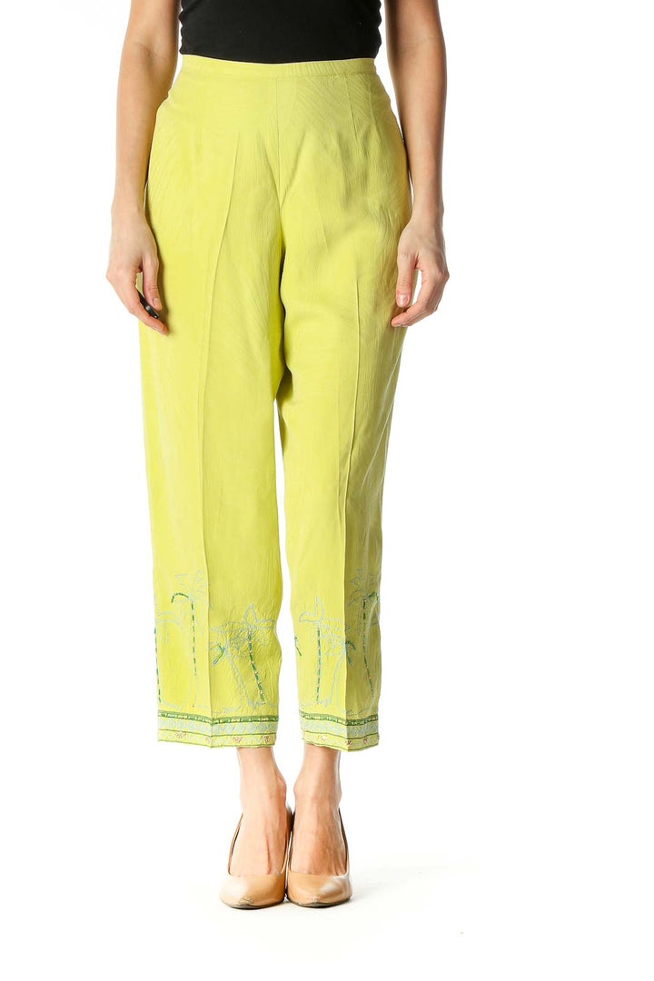 Yellow Sequin Casual Trousers