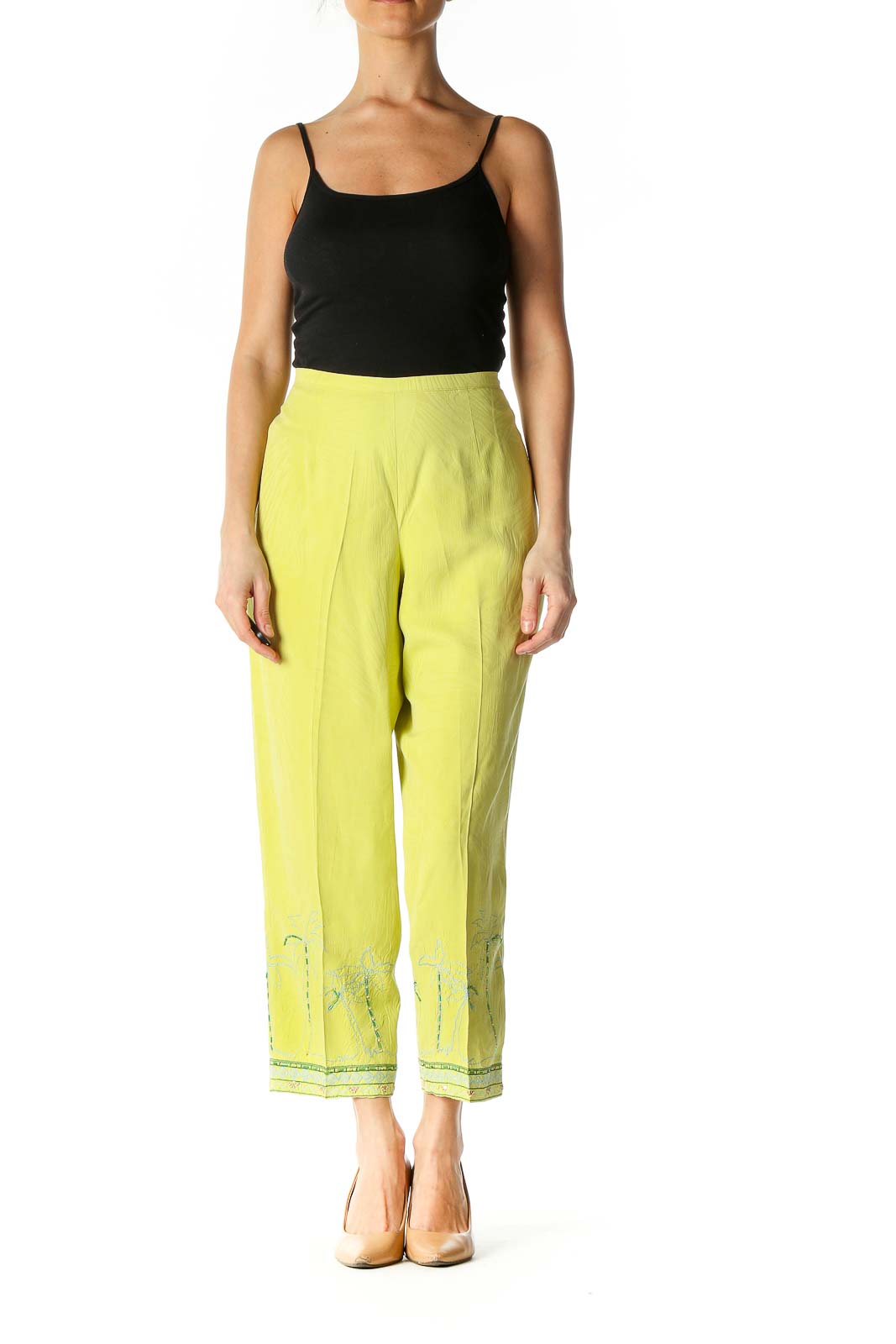 Yellow Sequin Casual Trousers