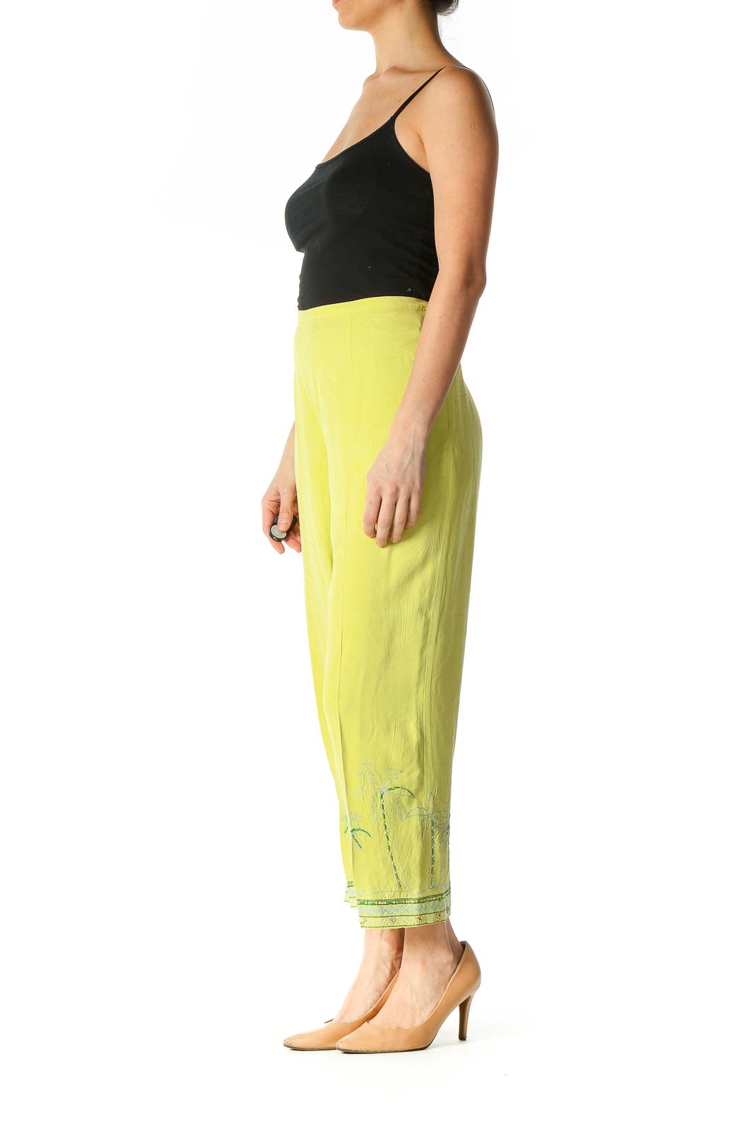 Yellow Sequin Casual Trousers