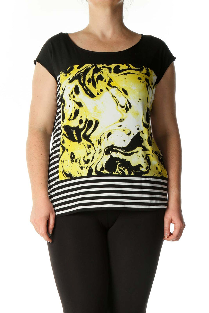 Yellow Graphic Print Casual T-Shirt