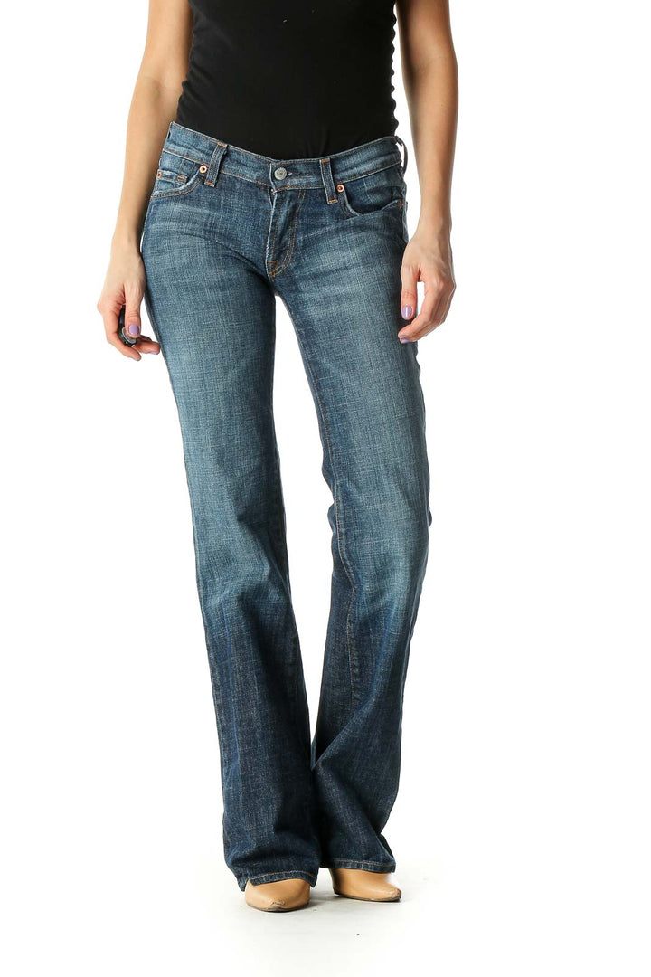 Blue Casual Bootcut Jeans