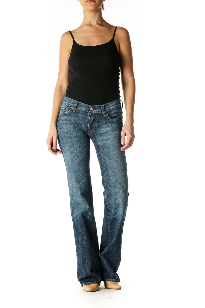 Blue Casual Bootcut Jeans