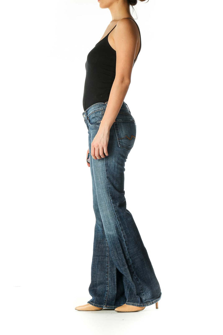 Blue Casual Bootcut Jeans