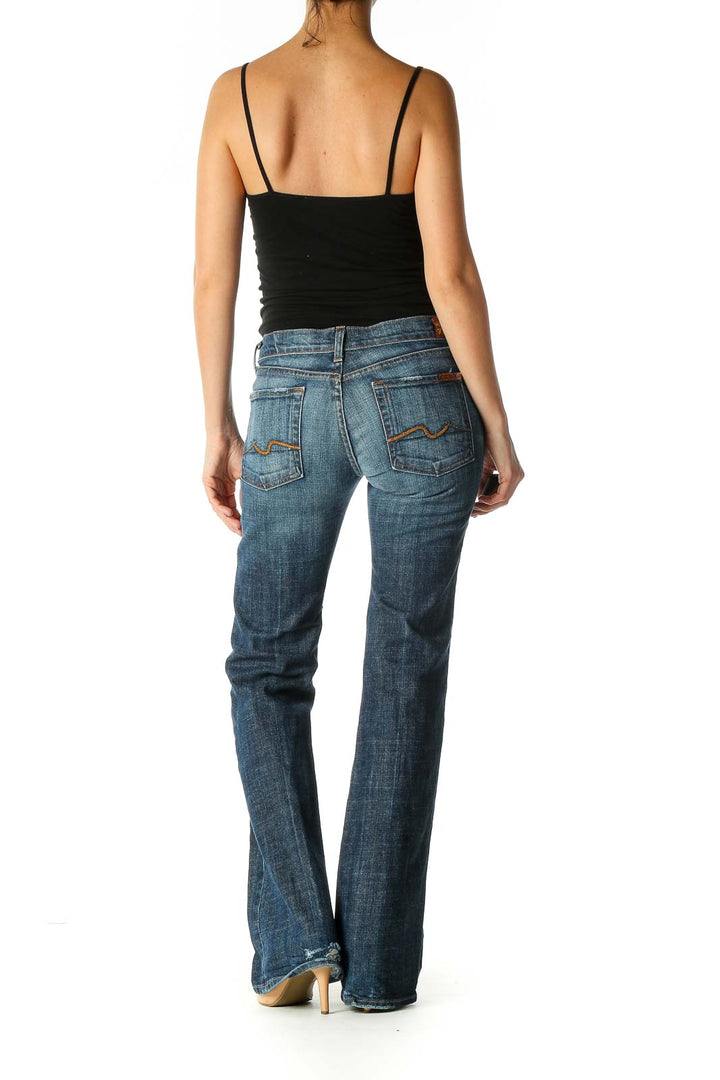 Blue Casual Bootcut Jeans