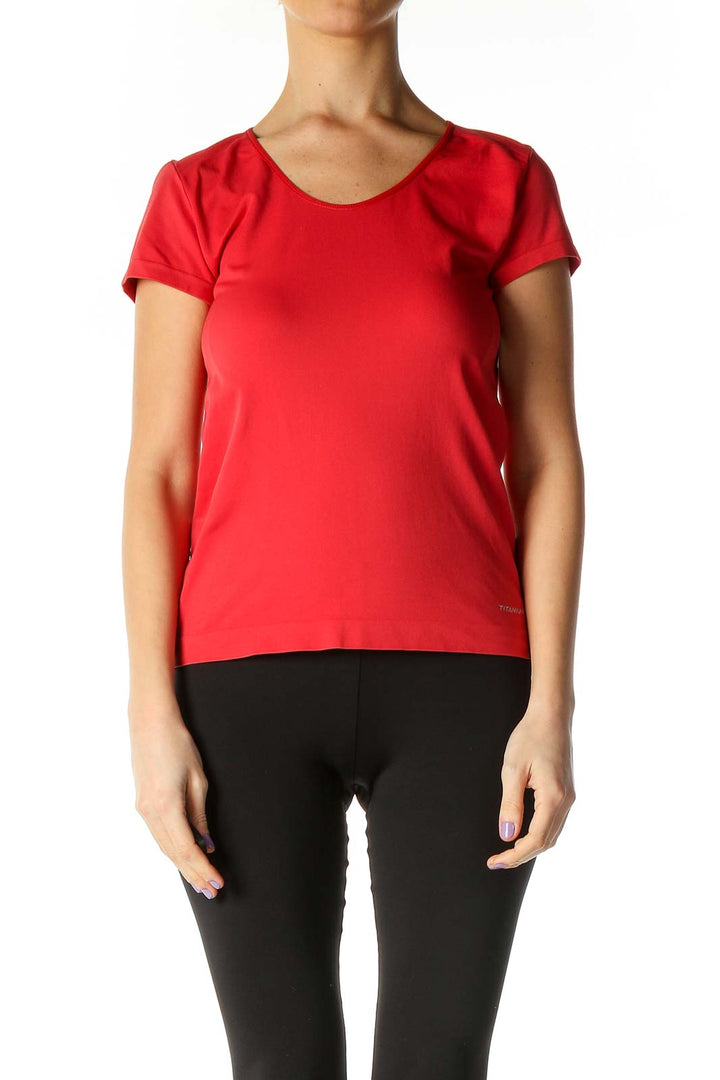 Red Solid Casual Blouse