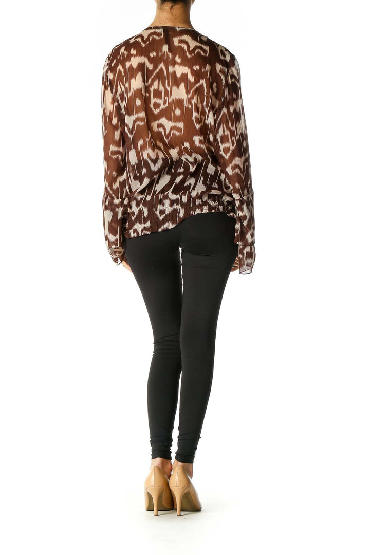 Brown Solid Retro Blouse