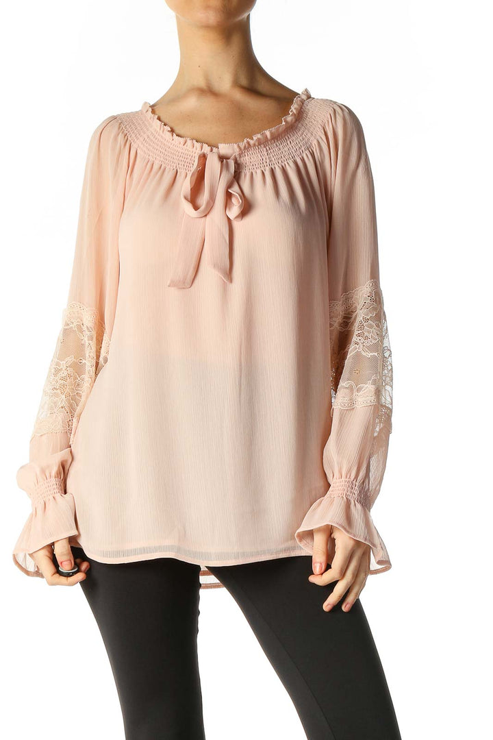 Beige Solid Retro Blouse