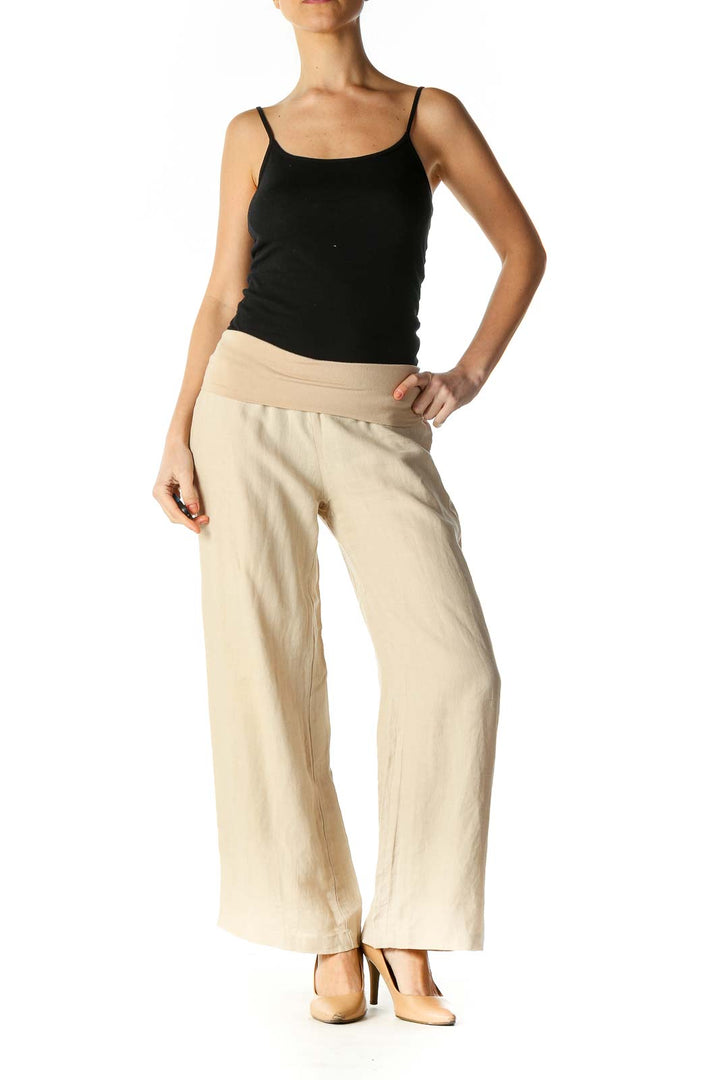 Beige Texture Casual Pants