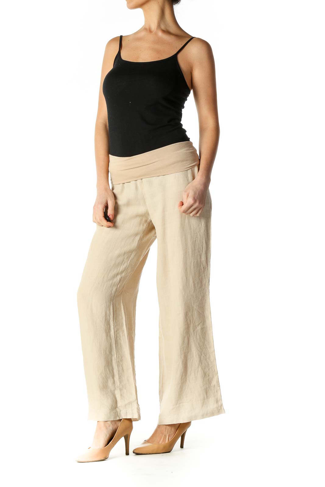 Beige Texture Casual Pants