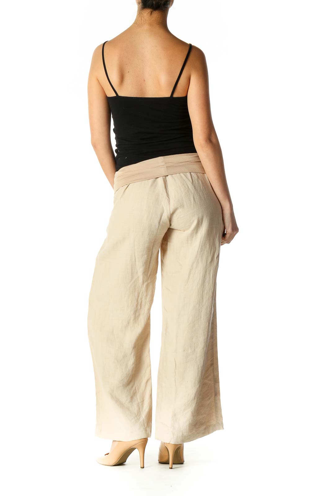 Beige Texture Casual Pants