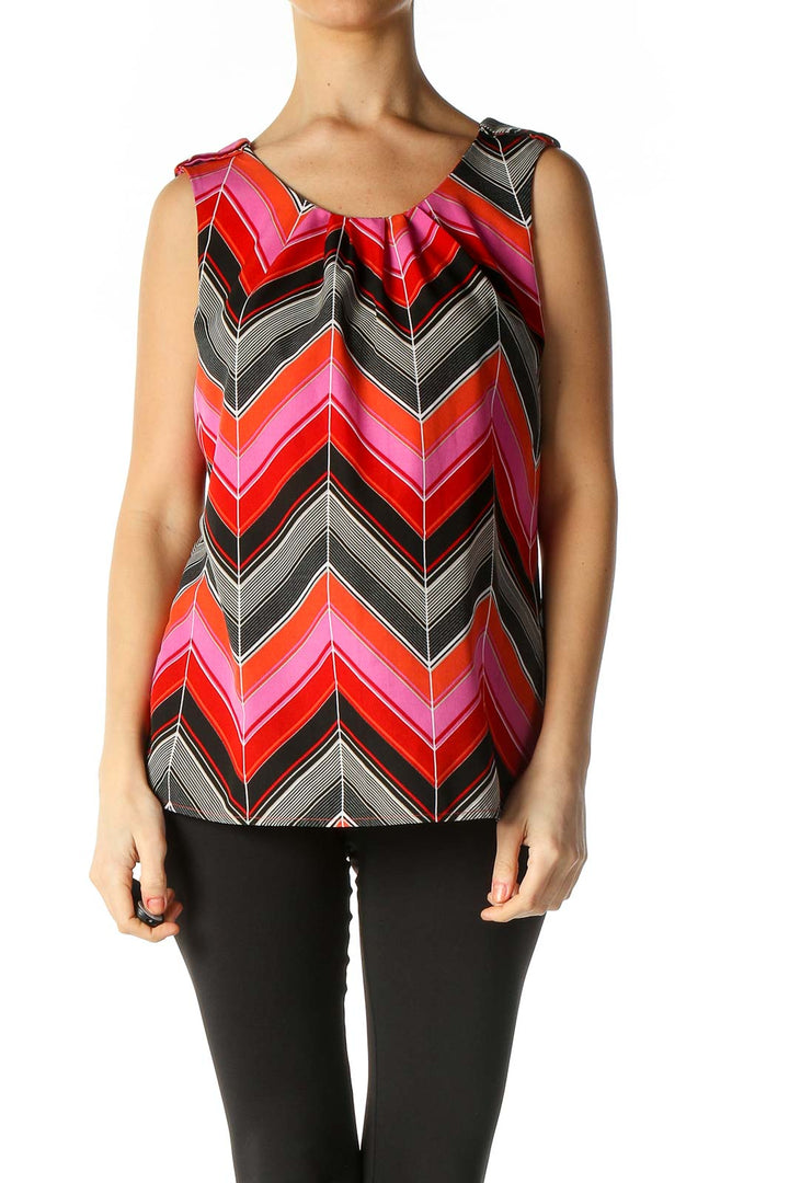 Red Chevron All Day Wear Tank Top