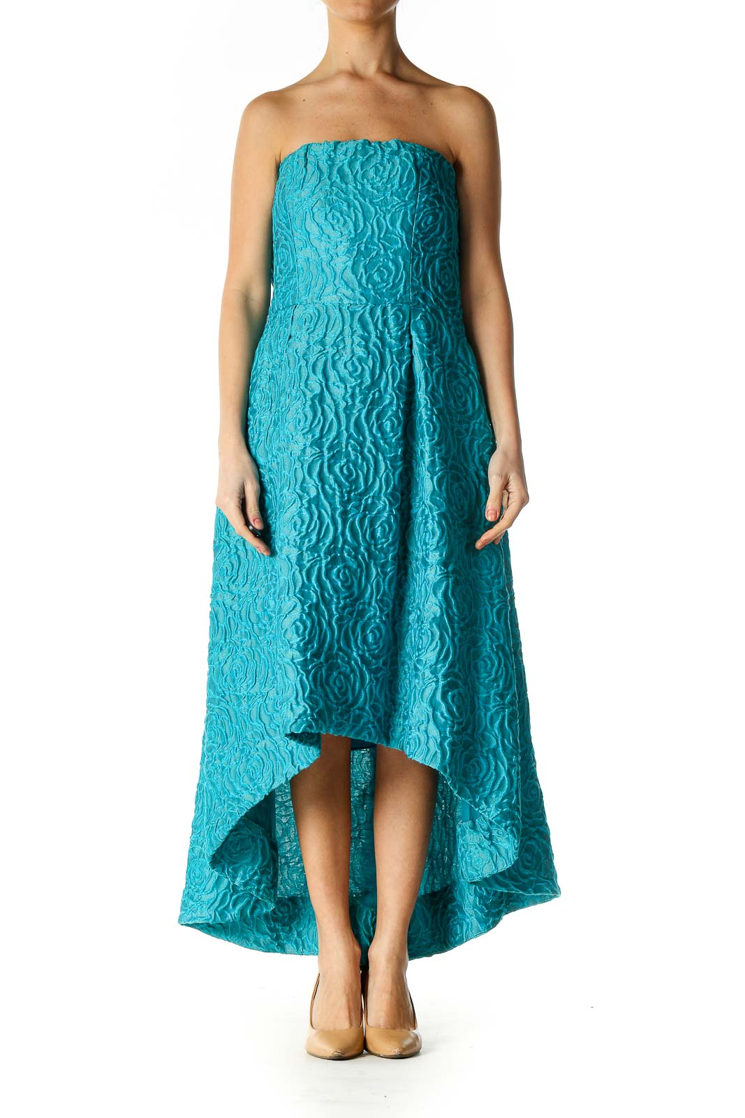 Blue Texture Formal Day Dress