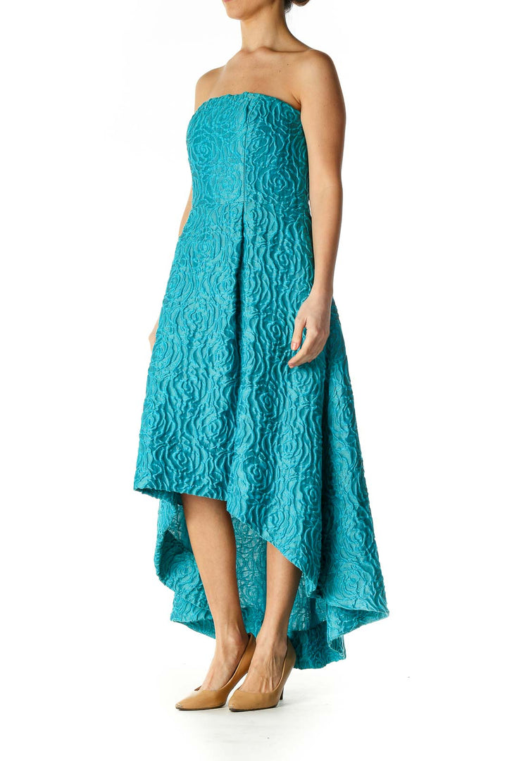 Blue Texture Formal Day Dress