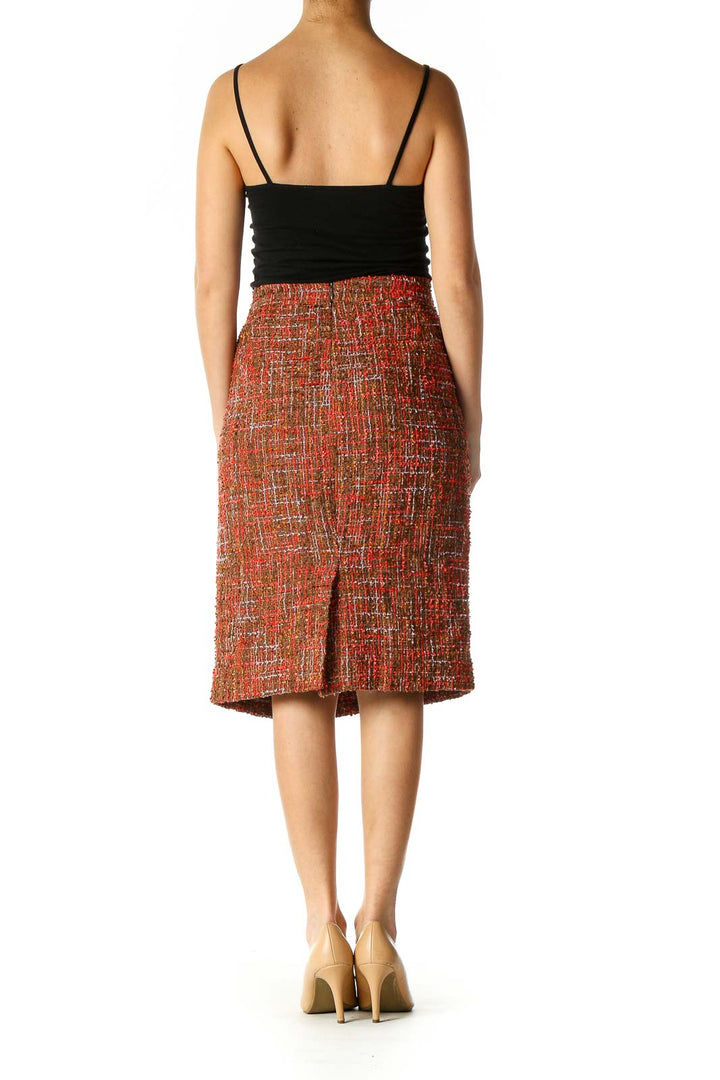 Brown Casual A-Line Skirt