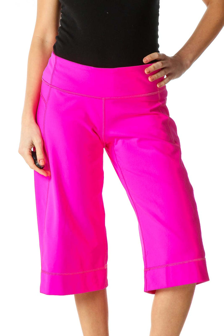 Pink Solid Casual Shorts