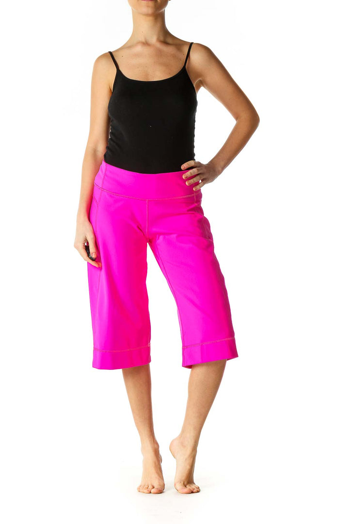 Pink Solid Casual Shorts