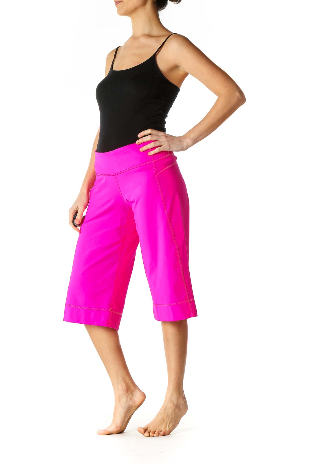 Pink Solid Casual Shorts