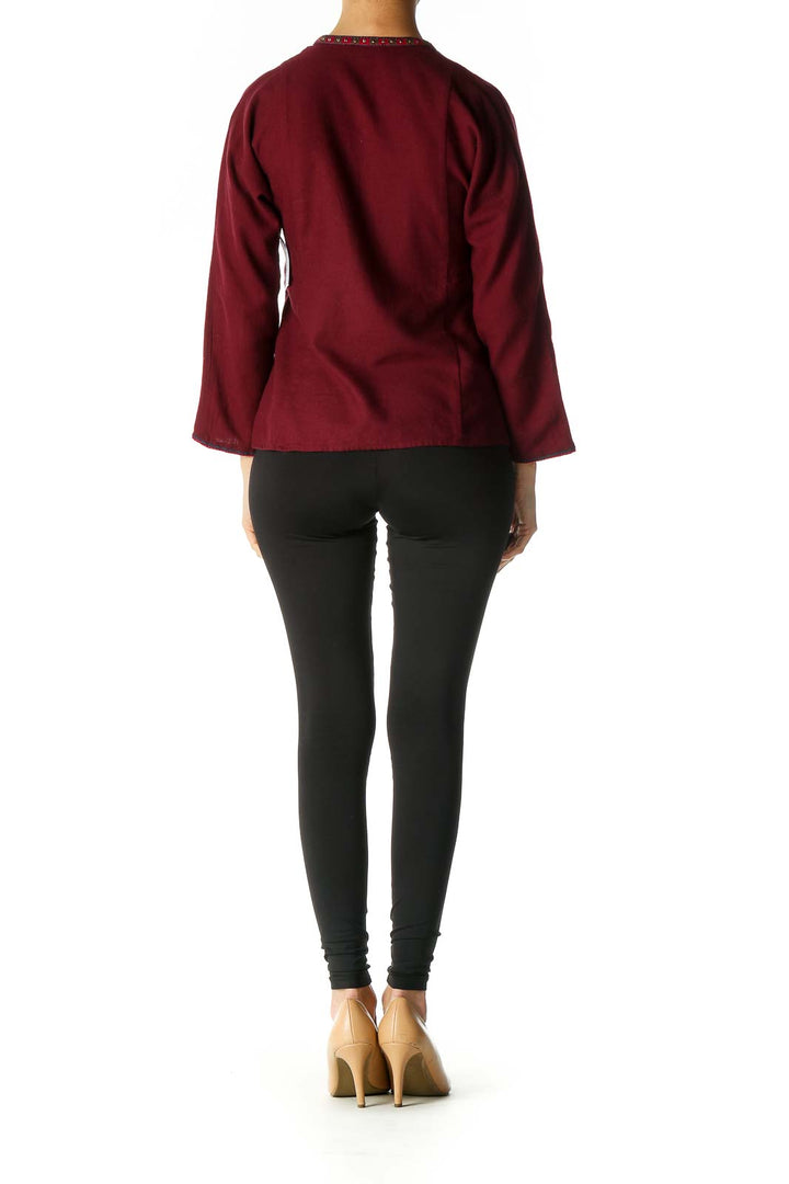 Red Solid Casual Blouse