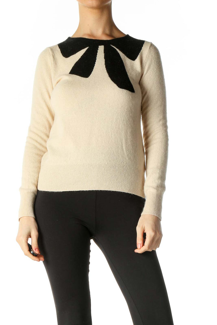 Beige Solid Classic Sweater