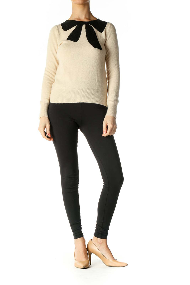 Beige Solid Classic Sweater