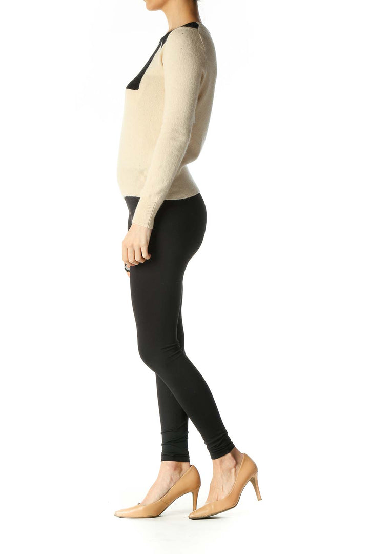 Beige Solid Classic Sweater