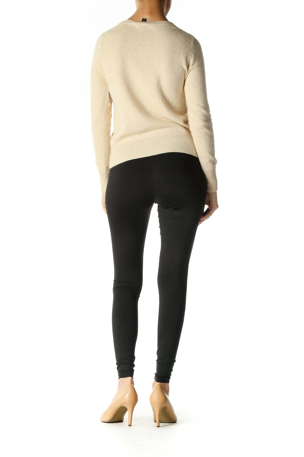 Beige Solid Classic Sweater