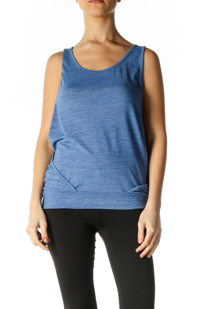 Blue Solid Casual Tank Top