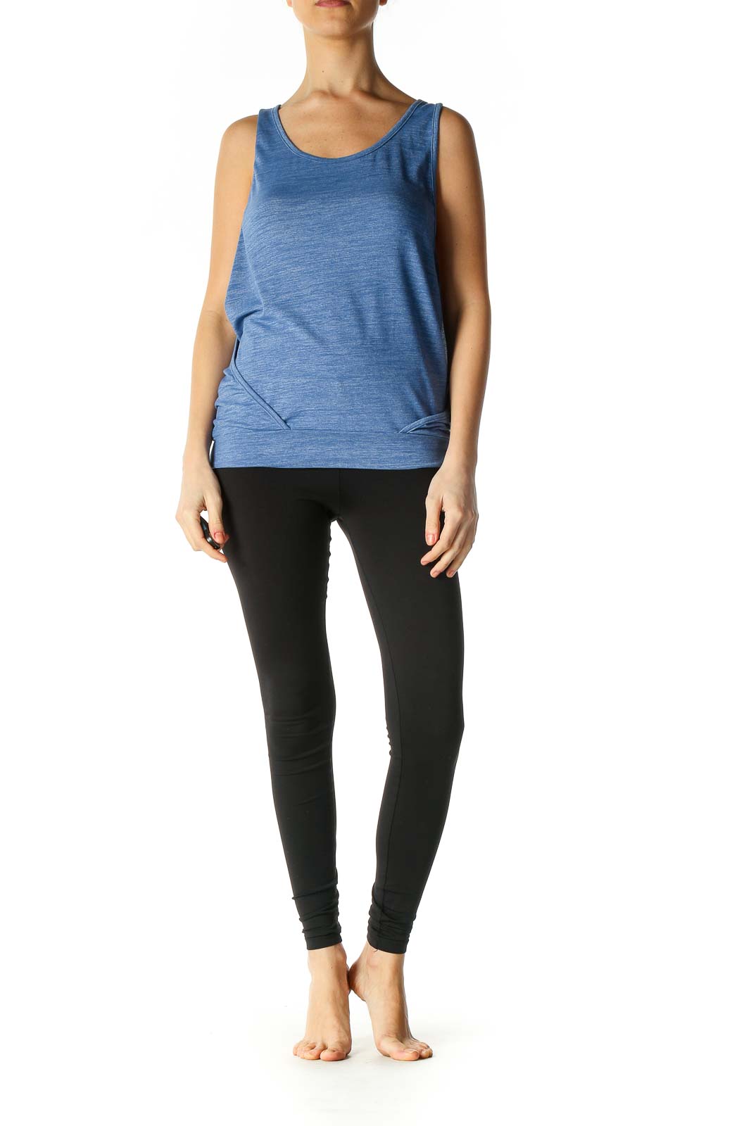 Blue Solid Casual Tank Top