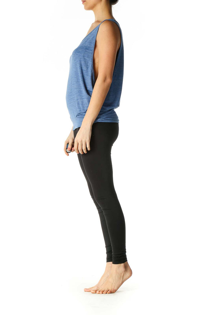 Blue Solid Casual Tank Top