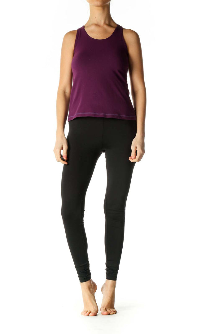 Purple Solid Casual Tank Top