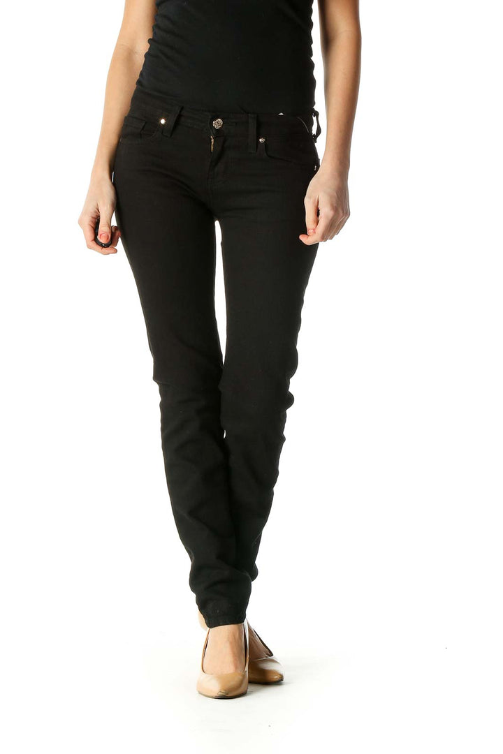 Black Solid Casual Trousers