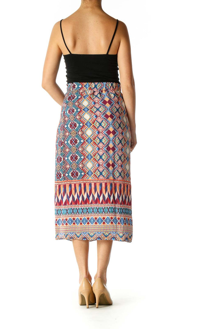 Red Graphic Print Bohemian A-Line Skirt