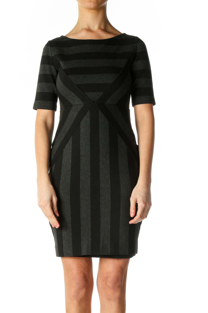 Black Solid Day A-Line Dress