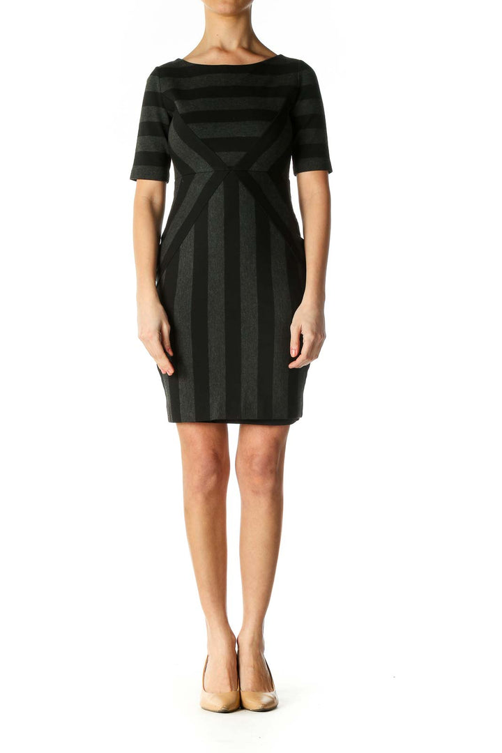 Black Solid Day A-Line Dress