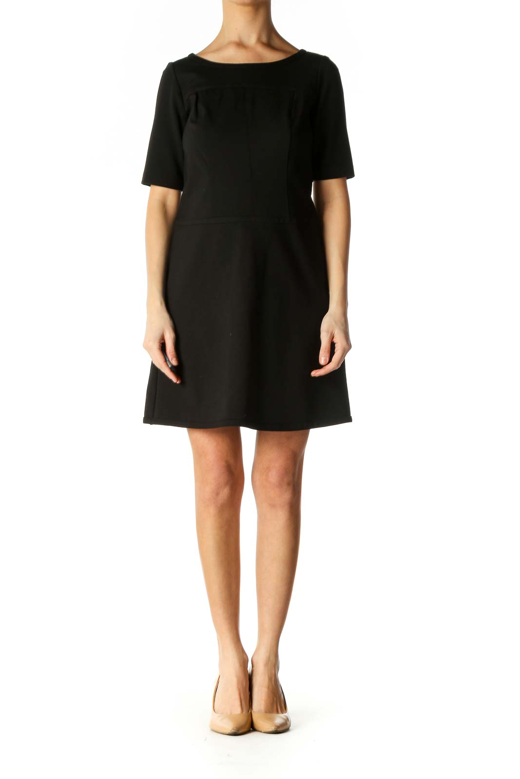 Black Solid Casual Shift Dress