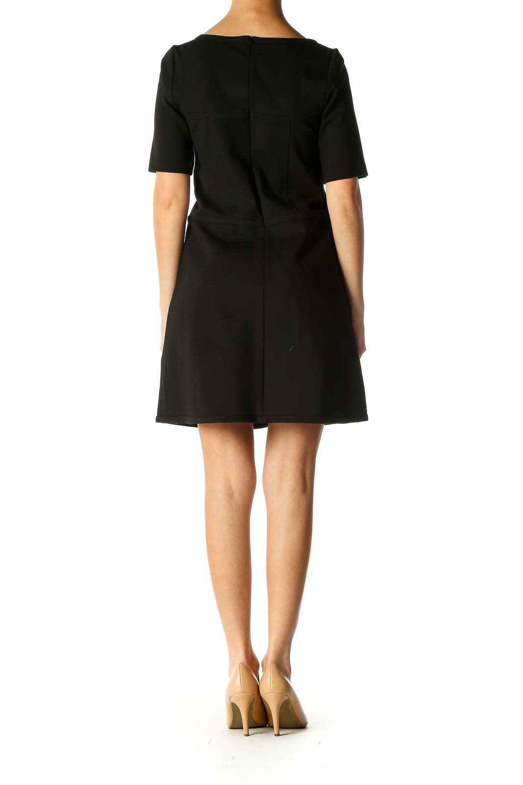 Black Solid Casual Shift Dress