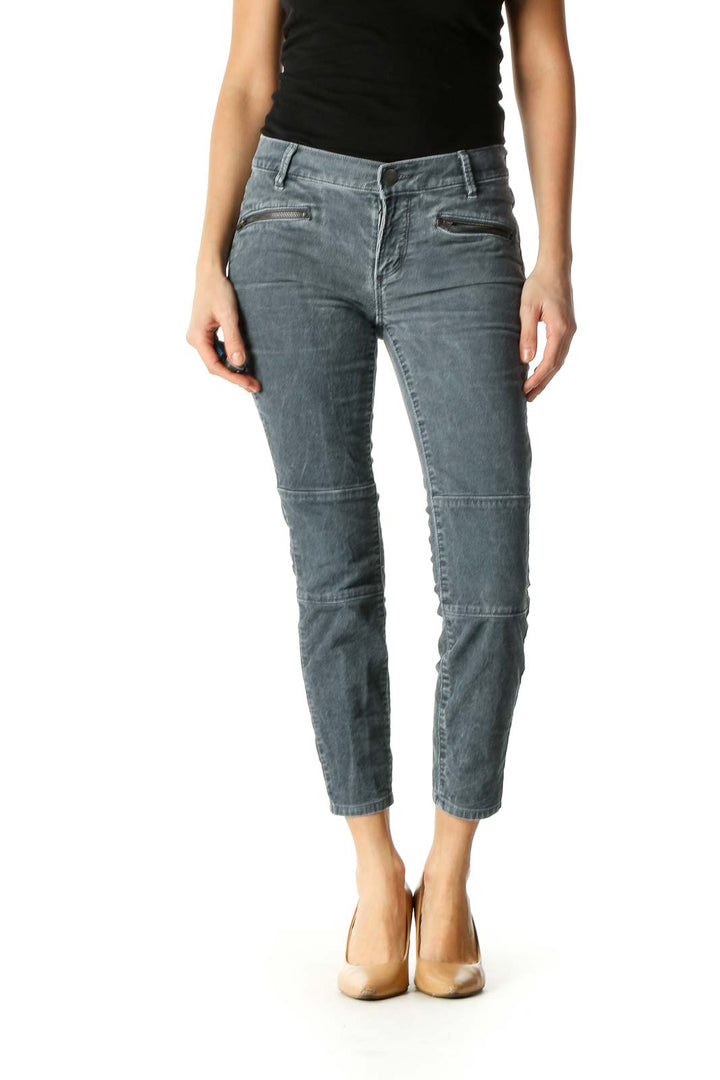 Gray Casual Straight Leg Jeans