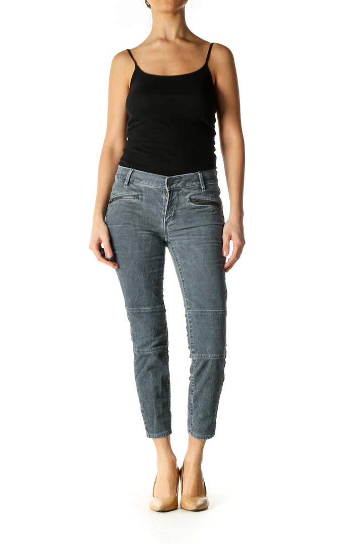 Gray Casual Straight Leg Jeans