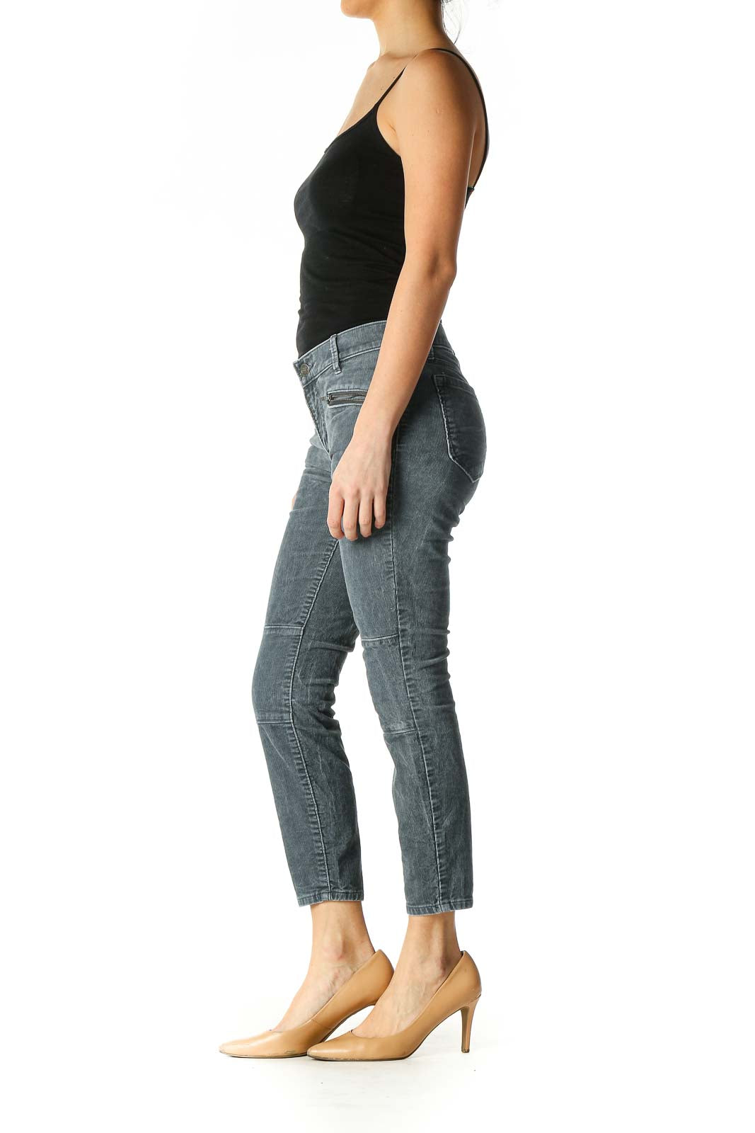 Gray Casual Straight Leg Jeans