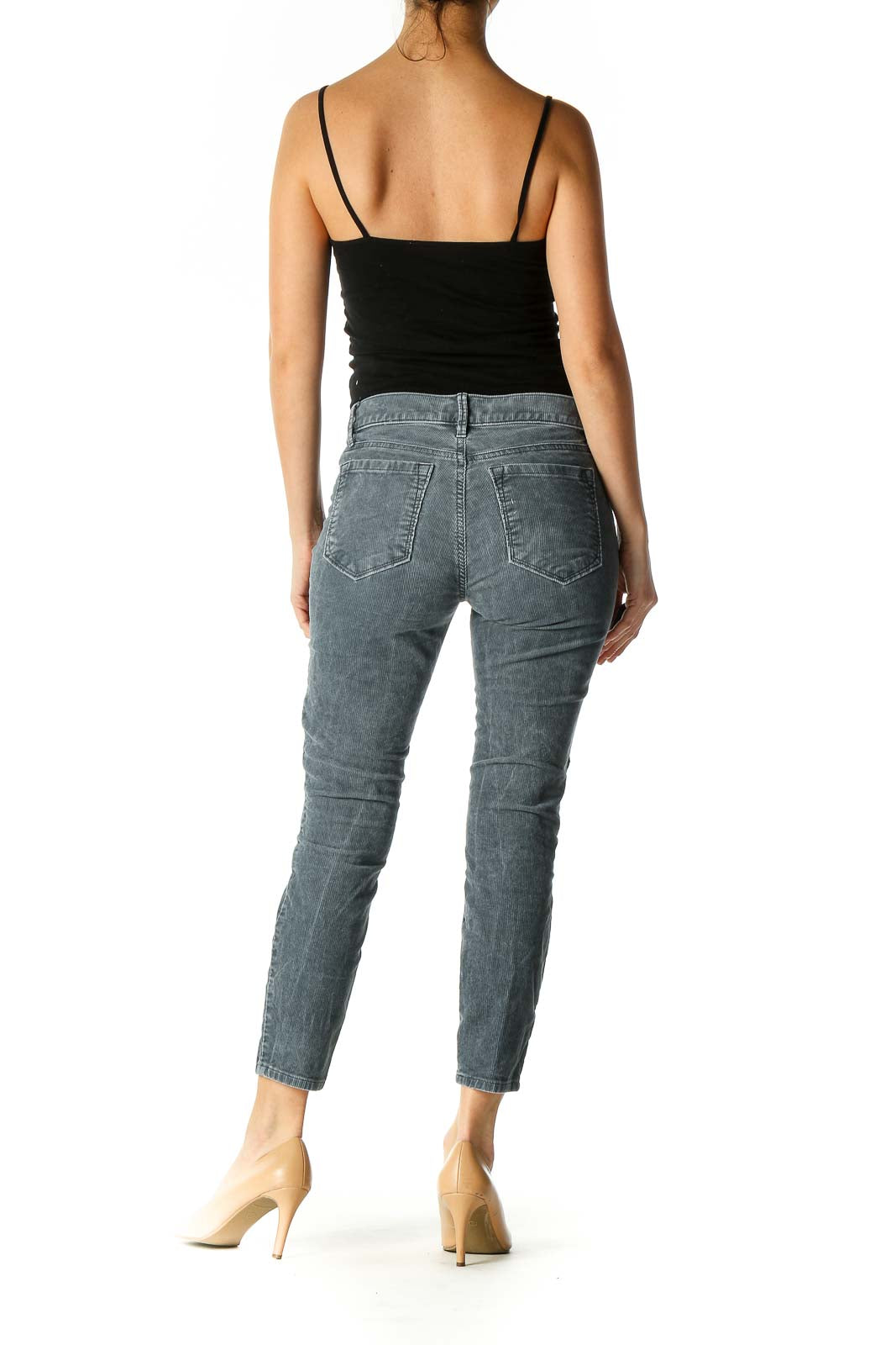 Gray Casual Straight Leg Jeans