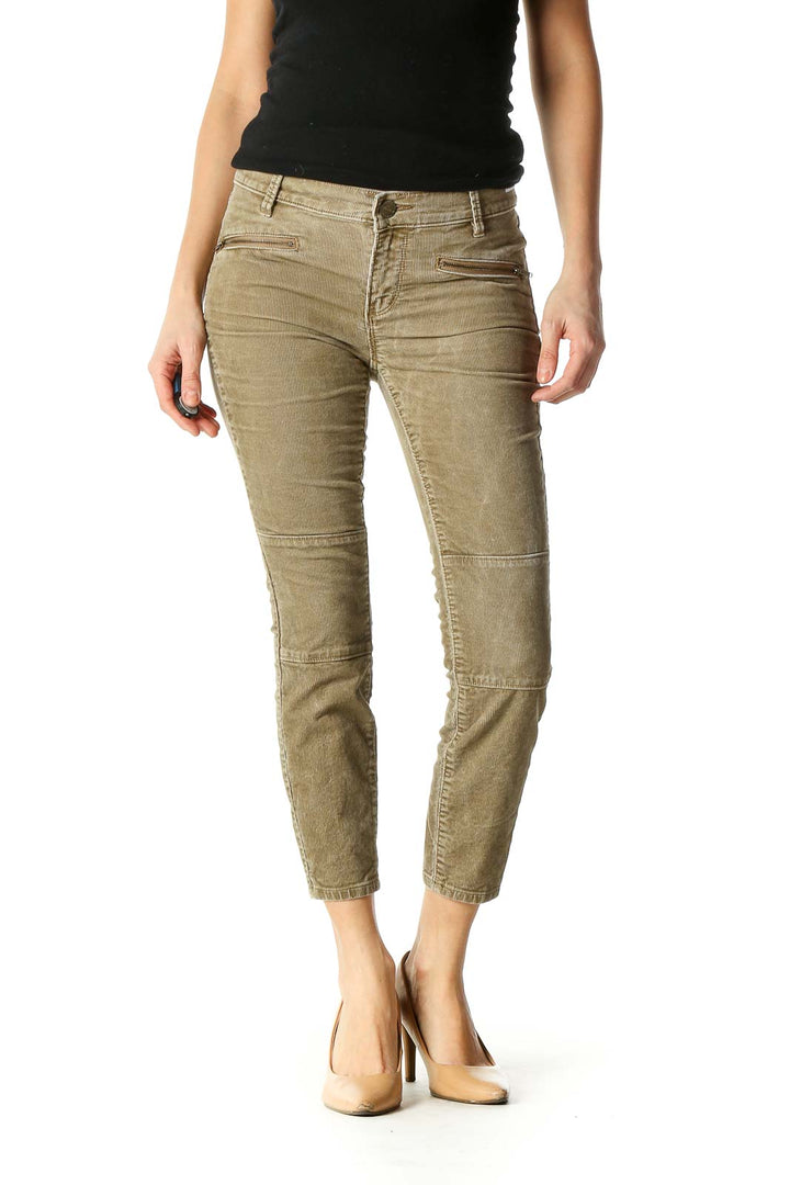 Brown Casual Straight Leg Jeans