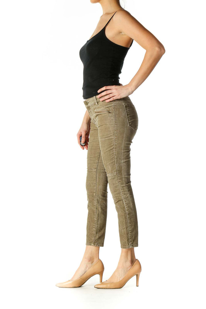 Brown Casual Straight Leg Jeans