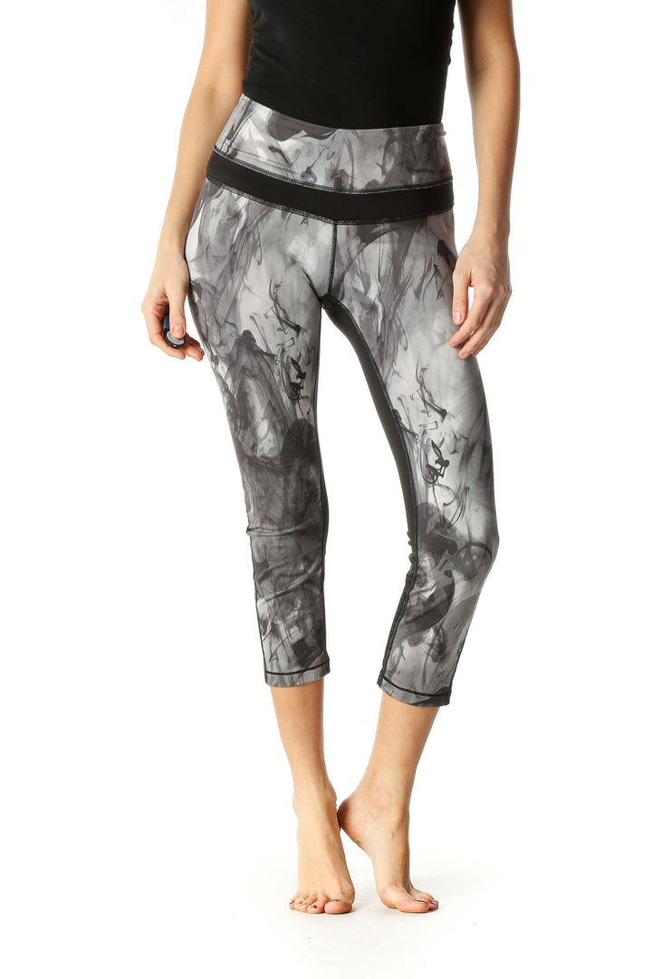 Gray Graphic Print Casual Leggings