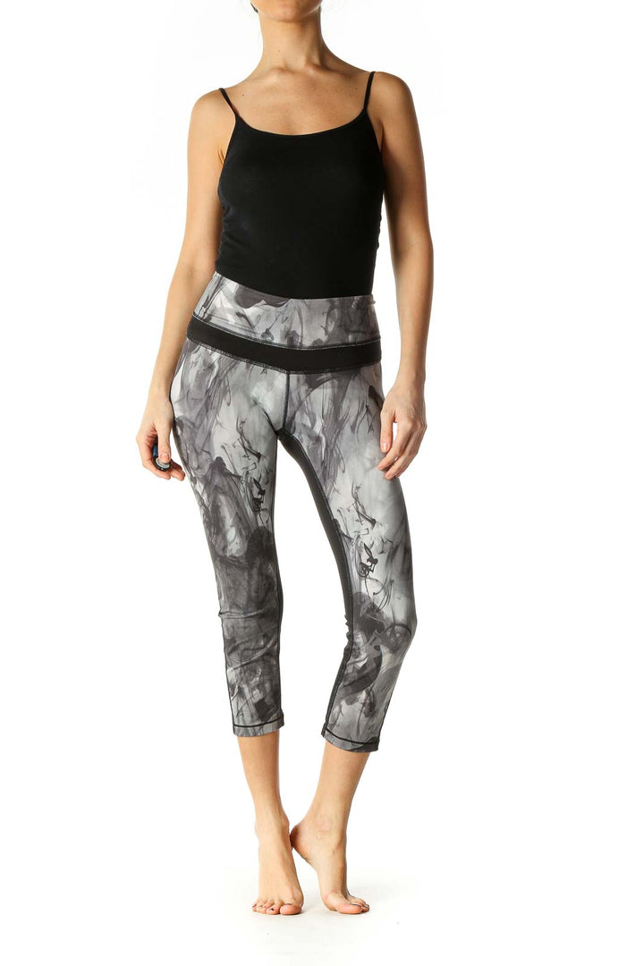 Gray Graphic Print Casual Leggings